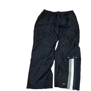 Vintage 90s Nike Track Pants 2XL Windbreaker Baggy Wide Bottom Zip On Leg